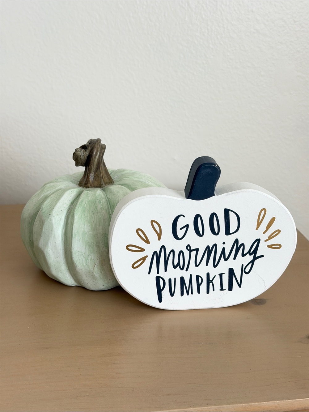 White 'Good Morning Pumpkin' Decorative Pumpkin Sign